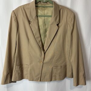 Vintage Talbots Women's Tan Khaki Blazer Sz 20 USA Made Classic One Button Work